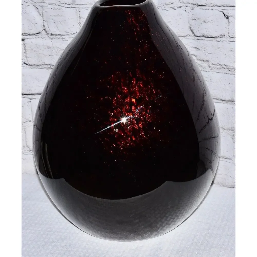 Tony Evans Design Hand Blown Art Glass in Black Marble & Metallic Copper Vessel
